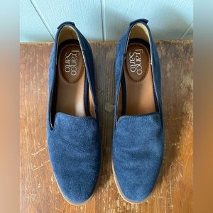 Franco Sarto navy blue suede loafers